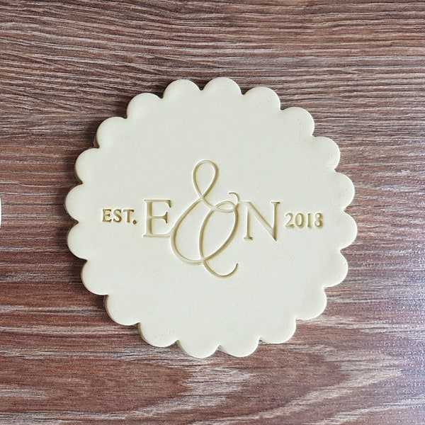 Custom Wedding Cookie Stamp or Personalized Fondant Embosser with Your Initials great for Wedding, Engagement or Anniversary cookies