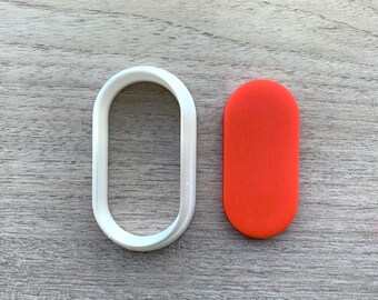 Pill Shape Clay Cutter, Minimalist Geometric Jewelry Tool, Oval Earrings, Fondant Cookies