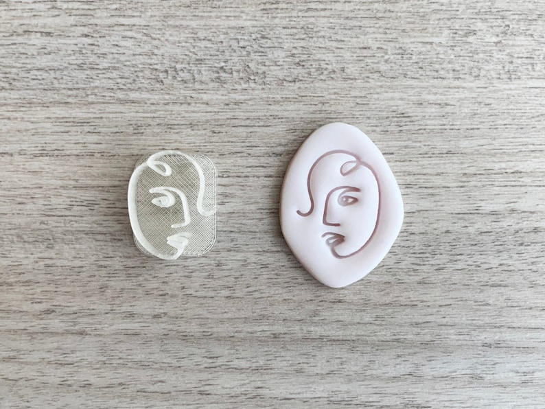 Cookies Stamp For Fondant Polymer Clay Abstract Face 10 Embosser Ceramics Soap and dough