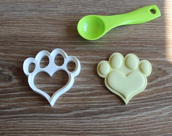Heart Paw Print Cookie Cutter, Dog Treat Pupcake Topper