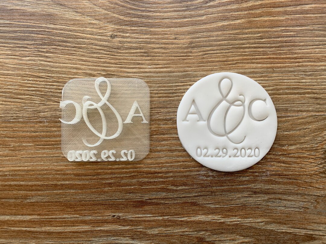Custom Wedding Cookie Stamp or Personalized Fondant Embosser With Your