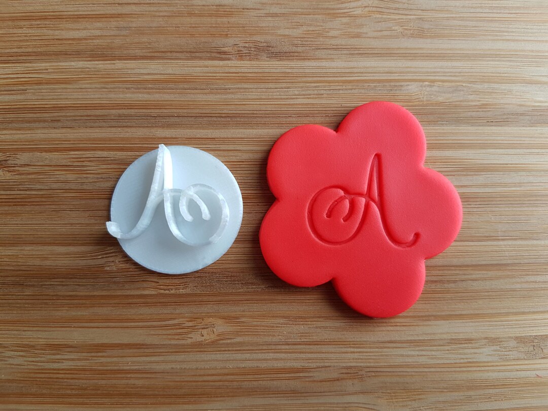 Calligraphy Monogram Cookie Stamp or Fondant Embosser Alphabet Stamp