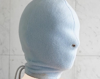 Blue Timeout Mask - Blindfold Baby Blue / ABDL / Restraining Face Hood / Laced / Polar Fleece / Soft