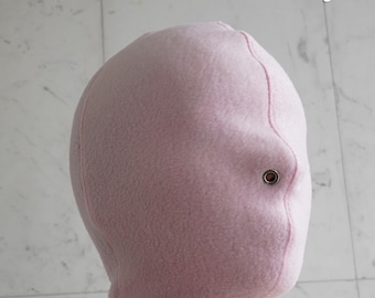 Rosa Timeout-mask - Ögonbindel Babyrosa / ABDL / Åtgärdande ansiktshuva / Snörad