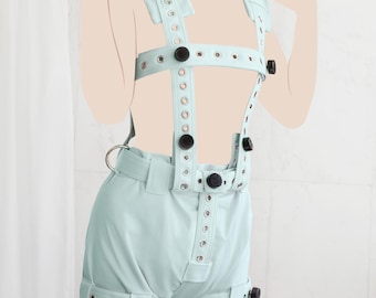 Mint Harness for Anti Diaper Removal Pants with Segufix Locks - Bondage / Asylum / ABDL / Segufix Braces Suspenders Mature V2