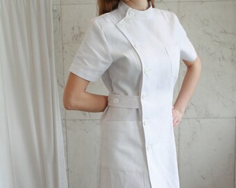 Nurse Uniform - Strict Nurse Uniform / Pin-Up Nurse / Vintage Nurse / ABDL Nurse / Nurse Dress with Short Sleeves + Nurse Cap