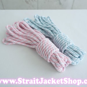 Schattige ABDL pastelkleurige tweekleurige schattige shibari-touwen handgemaakt van bamboe / babyroze / babyblauw / Keurslijfwinkel Signature Edition