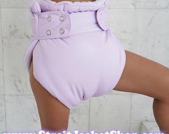 Purple Poofer Leg Spreader with Regulation Prep Oversized Adult Diaper Cover Soft Pastel Preppy ABDL Straitjacketshop