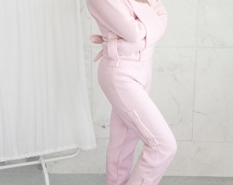 Rosa tvångströja mjuk polär pyjamasdräkt i ett stycke - ABDL / Vuxen baby / Romper StraitJacketShop