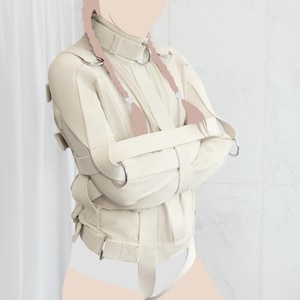 Camisole de force résistante - Courroie d'entrejambe centrale ou sur les côtés / Camisole de force théâtrale entièrement fonctionnelle en toile / Institutionnel / Asile