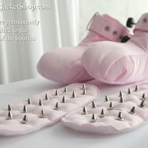 Crawling Habit Training Restraining Booties with Spikes and Segufix Locks / ABDL / Adult Baby Diaper Lover / Bondage / BDSM / DDLG / Crawl Pink