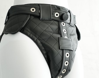 Faux Leather Anti-diaper removal Pants with Segufix Locks and Hook and Loop Slim Fit Closing - Medical / Lockable Pants / Straitjacket