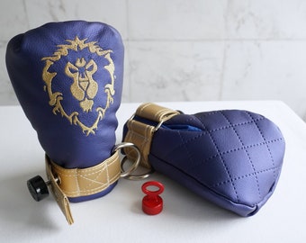 WoW Soft Padded Mittens  Alliance Edition With Segufix Locks for Institutional / Faux Leather / Warcraft / Stormwind / Lordaeron