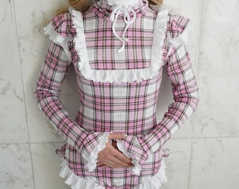Pink Victorian One-piece Body Suit for Classical ABDL Enthusiasts Good Girl Core / Little Princess / Preppy / Lady Governess Good Girl Sissy