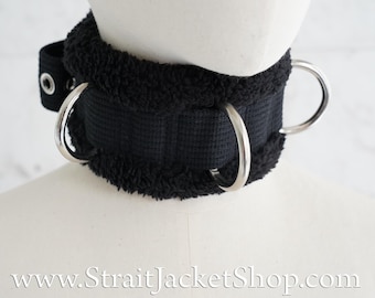Svart halskrage med mjuk fleece - Låsbar med Segufix-lås Hållningskrage / Bekväm / Bondage / Medicinsk / Grå / Halsstöd