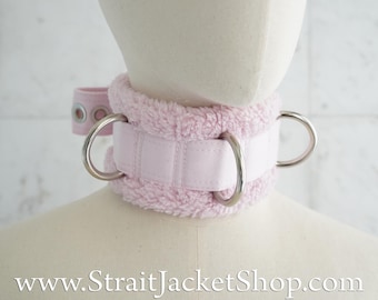 Pink Neck Collar with Soft Fleece - Lockable with Segufix Lock Posture Collar / Comfortable / Bondage / ABDL / Diaper Lover / Neck Brace