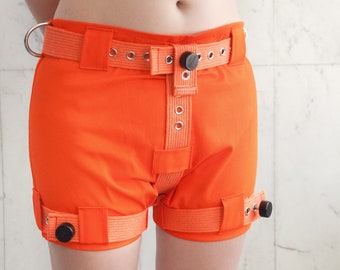 Orange Heavy Duty Lockable Diaper Cover Pants - Anti Diaper Removal / Restraining / Prison / Medical / ABDL / Segufix Locks / Bondage DDLG