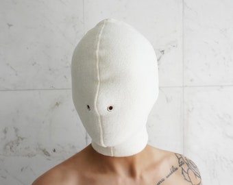 Bondage Straitjacket Hood / Mask / Blindfold / Asylum / Institutional Cotton and Polar Fleece Versions