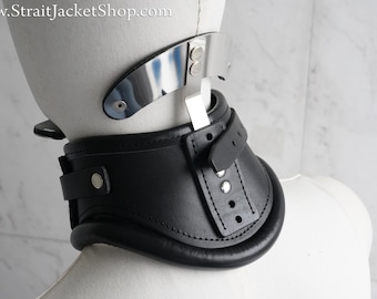 Black Vintage Style Orthopedic Neck Brace Posture Collar - Medical / Medfet / Restraining / Leather / Corset