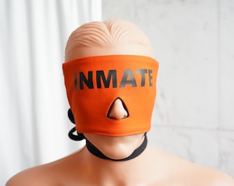 Blindfold for Inmate Prisoners - Face Mask / Sleep Mask / DDLG / Institutional / Restraint / Bondage / Orange