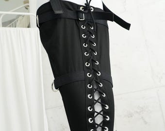 BLACK Leg Binder Restraints - Straitjacket type laced leg restraints / Compatible with Straitjacket from Straitjacketshop