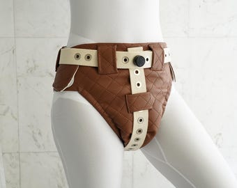 Anti-blöjbyxor med vintage-tema i konstläder, Segufix-lås och kardborttagning, smal passform / Låsbara byxor /