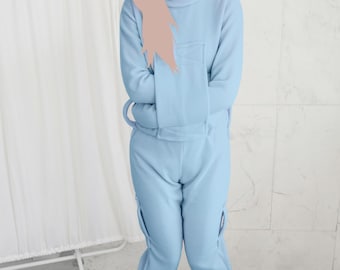 Blue Straitjacket Soft Polar One Piece Pajama Costume - ABDL / Adult Baby / Romper  StraitJacketShop