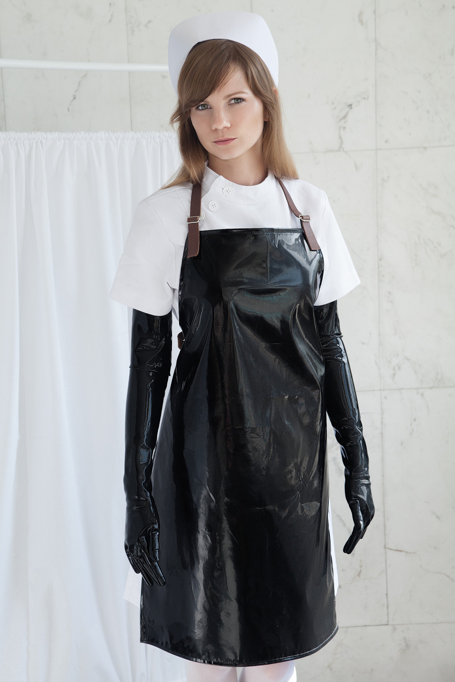 Black PVC Apron With Leather Straps Bondage / BDSM / Sadist Etsy