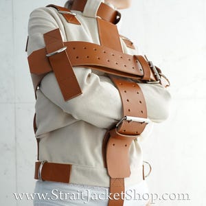Classic Straitjacket with Leather Belts - Classic Fully Functional Straitjacket Costume / Institutional / Asylum Straightjacket Premium