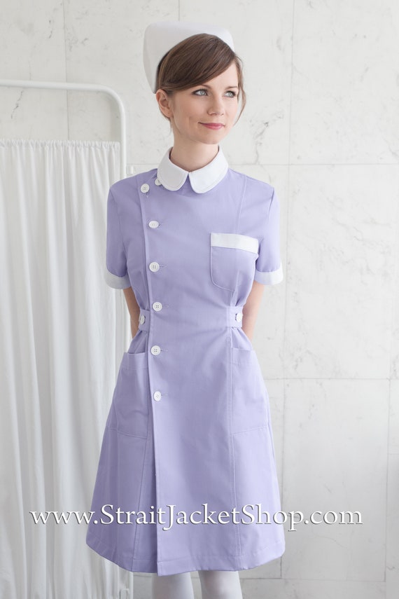 Cute Purple Nurse Uniform High Quality 100% Cotton / ABDL Nurse