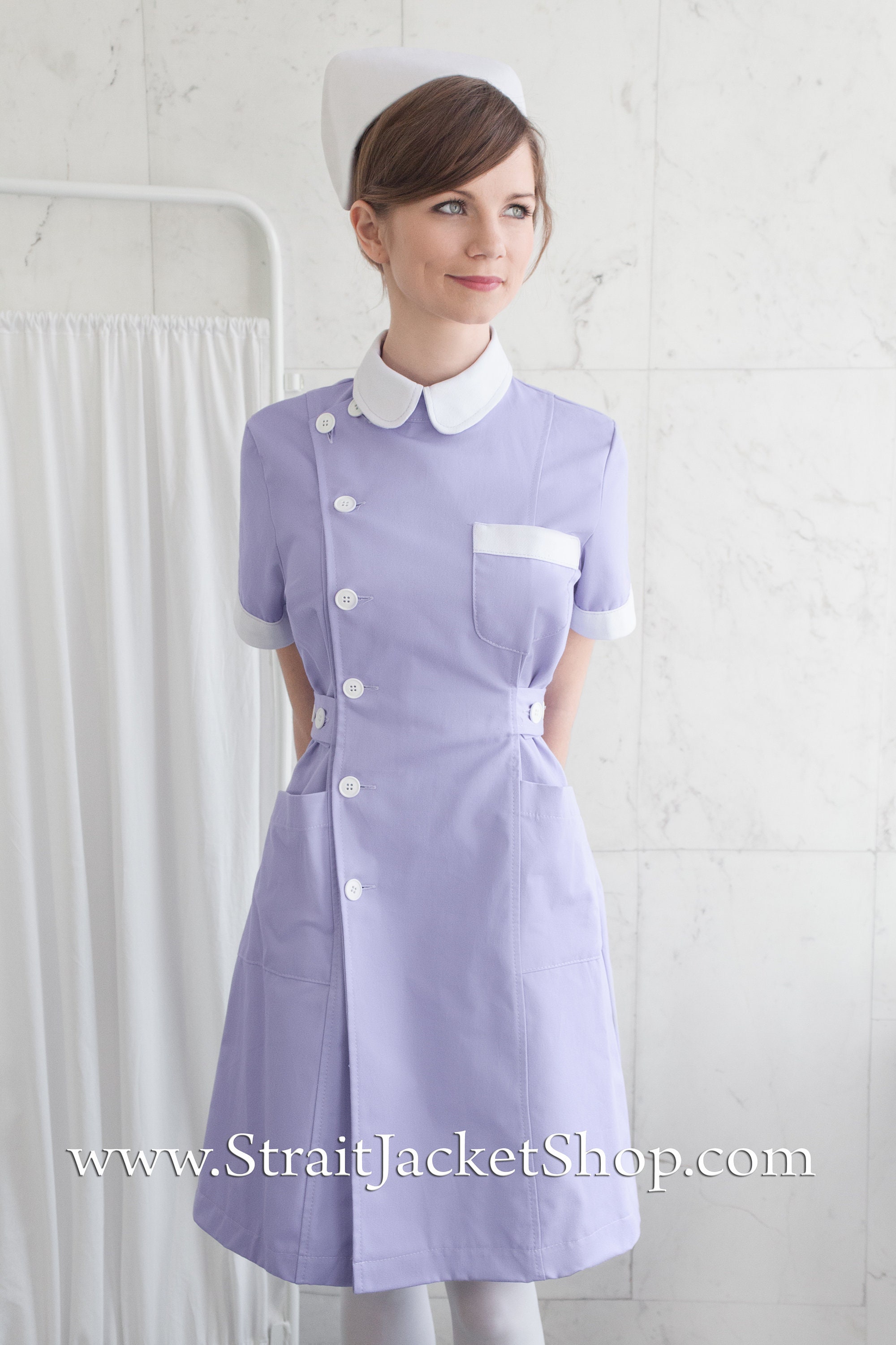 Cute Purple Nurse Uniform High Quality 100% Cotton / ABDL Nurse / Scrubs /  Nurse Dress With Short Sleeves Nurse Cap -  Canada