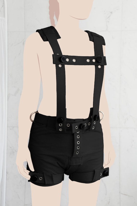 Black Harness Suspender Buckle Bondage New Bondage SEXY Combo Leather Harness / Braces / Suspender 4 IN  main image 2