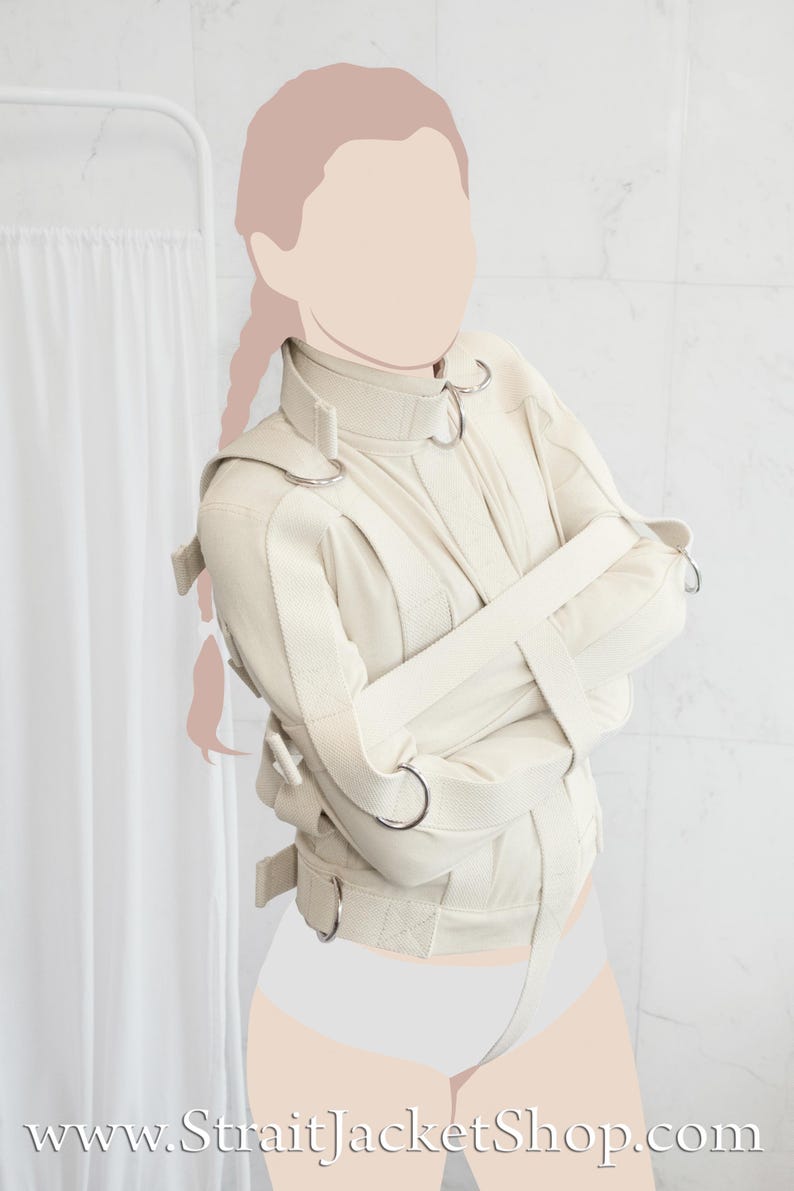 Heavy Duty Straitjacket - Central or Sides Crotch Strap / Canvas Fully Functional Theatrical Straitjacket / Institutional / Asylum image 6
