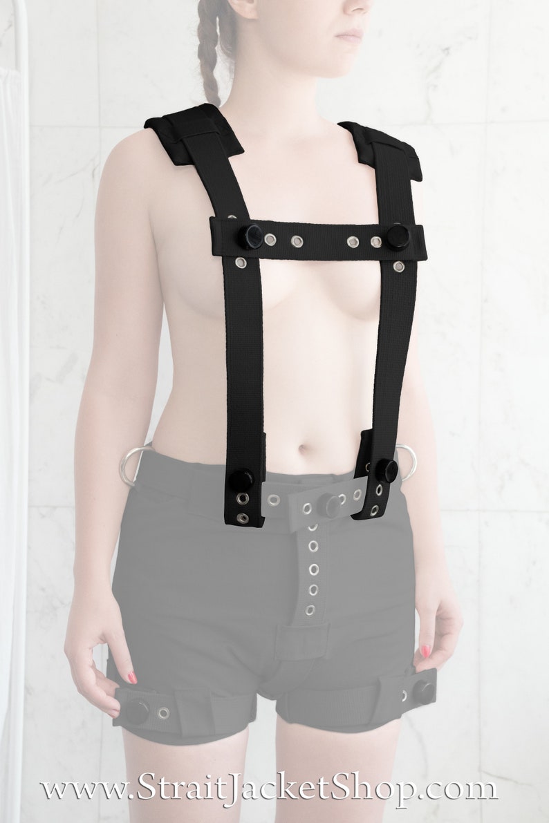 Black Harness for Anti Diaper Removal Pants with Segufix Locks Bondage / Asylum / ABDL / Segufix / Braces / Suspenders / Straitjacketshop Harness Only