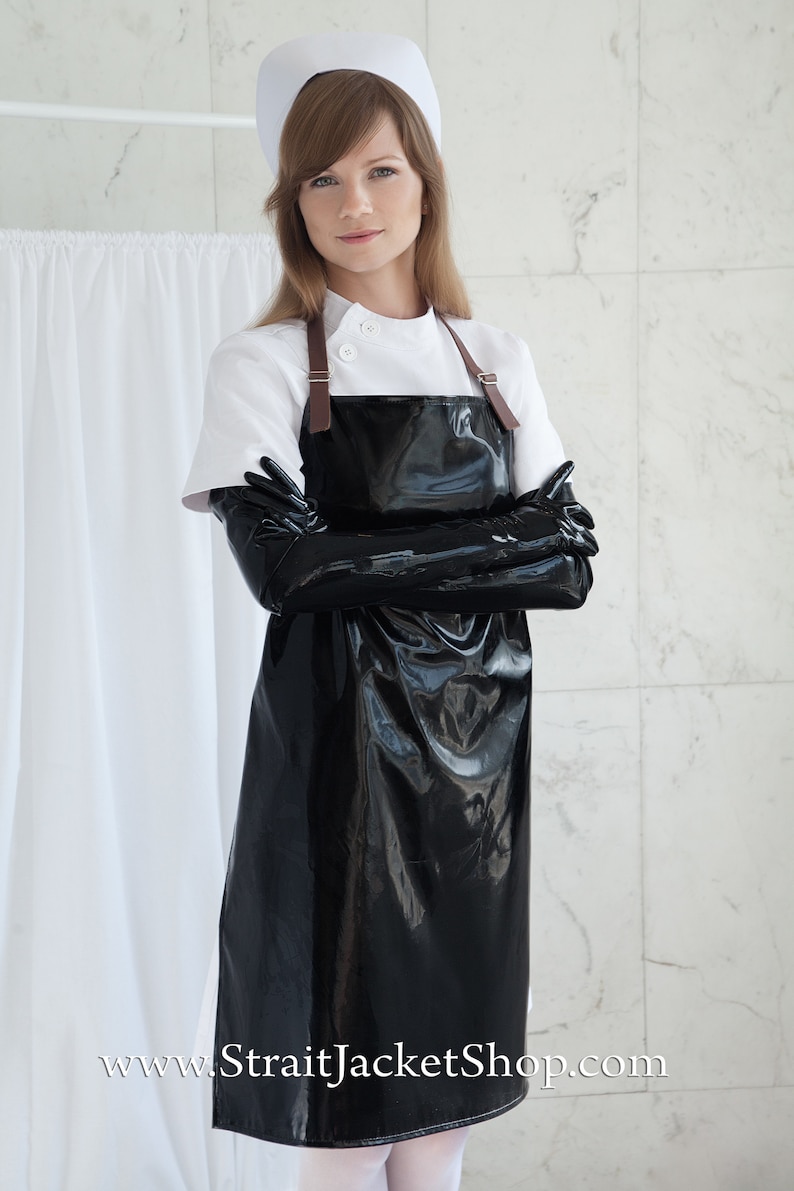 Black PVC Apron With Leather Straps Bondage / BDSM / Sadist Etsy UK