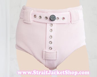 Pink  ＳＯＦＴ Warm Fleece Lockable Diaper Cover Pants - Anti Diaper Removal / ABDL / Segufix Locks / Diaper Cover / Costume Underwear