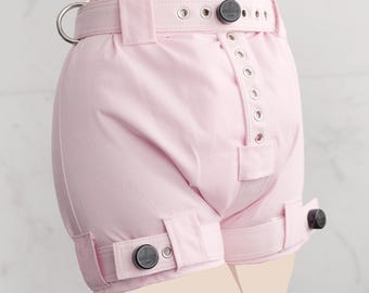 Pink Heavy Duty Lockable Diaper Cover Pants - Anti Diaper Removal / Asylum / Medical / Costume Underwear