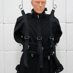 Black MAX Security Heavy Duty Straitjacket Body Suit Romper Costume - Size L to 170cm Height
