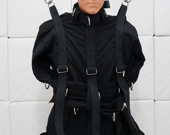 Black MAX Security Heavy Duty Straitjacket Body Suit Romper Costume - Size L to 170cm Height
