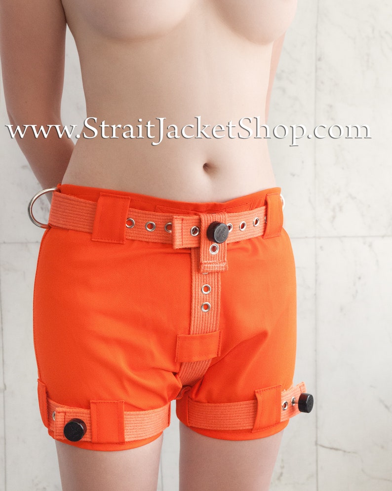 Orange Heavy Duty Lockable Diaper Cover Pants - Anti Diaper Removal / Restraining / Prison / Medical / ABDL / Segufix Locks / Bondage DDLG 