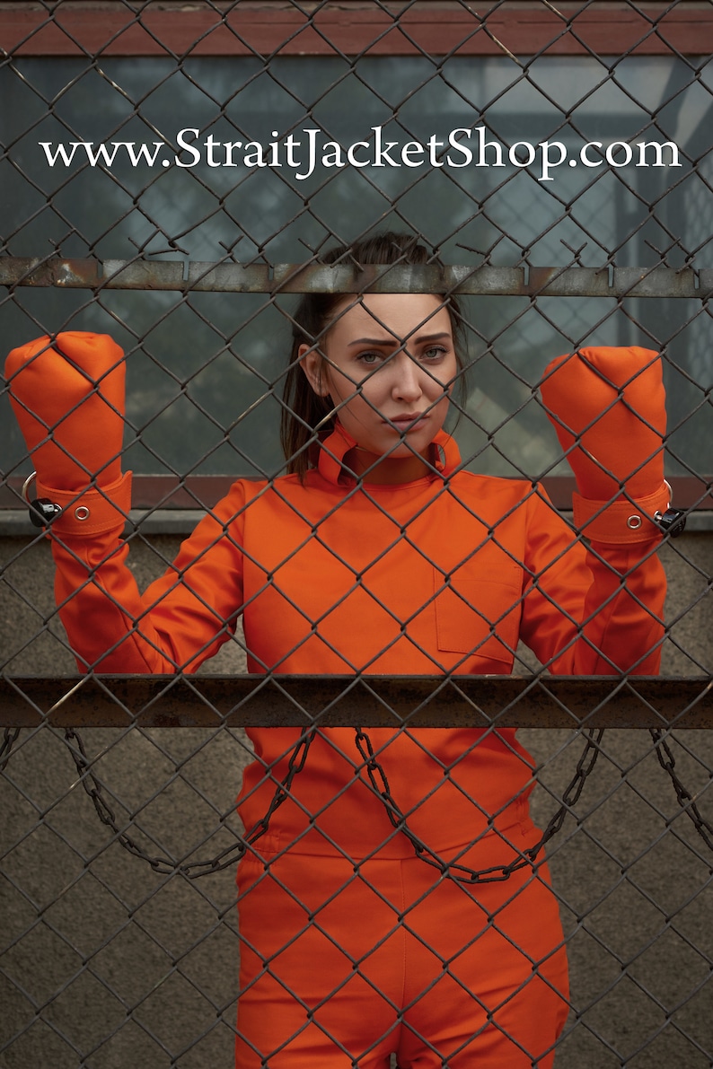 Prisoner Orange Jumpsuit With Neck Collar Restraining Bdsm Etsy Prisoner Orange Jumpsuit With Neck Collar Restraining Bdsm Etsy