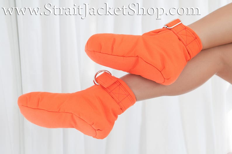 Prison Restraining Booties Orange Soft Padded Booties for Prisoners / Bondage / BDSM / Restraining image 1