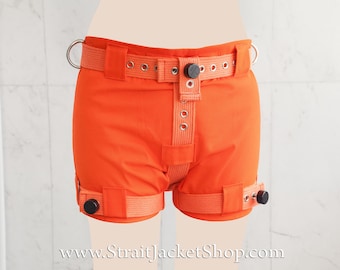 Orange Heavy Duty Lockable Diaper Cover Pants - Anti Diaper Removal / Prison / Medical / Costume Underwear