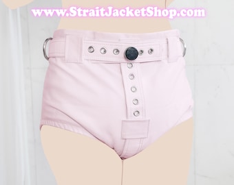 Rosa låsbara blöjbyxor - Mot blöjborttagning / Fastspänning / Segufix-lås / Blöjskyddsdräktunderkläder