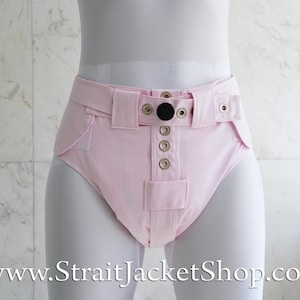Pink Anti Diaper Removal Pants with Segufix Locks and Hook and Loop Slim Fit Closing - Medical / Lockable Pants / Asylum / Straitjacket