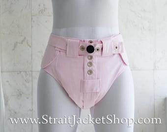 Pink Anti Diaper Removal Pants with Segufix Locks and Hook and Loop Slim Fit Closing - Medical / Lockable Pants / Asylum / Straitjacket