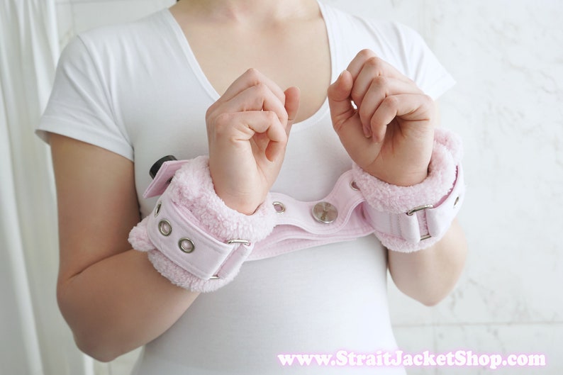 Pair of Baby Pink SOFT Restraining Cuffs with Segufix Locks / ABDL Adult Diaper Lover / Handcuffs / Bondage Restraints For Wrists or Ankles 