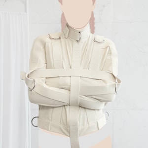 Heavy Duty Straitjacket - Central or Sides Crotch Strap / Canvas Fully Functional Theatrical Straitjacket / Institutional / Asylum image 4