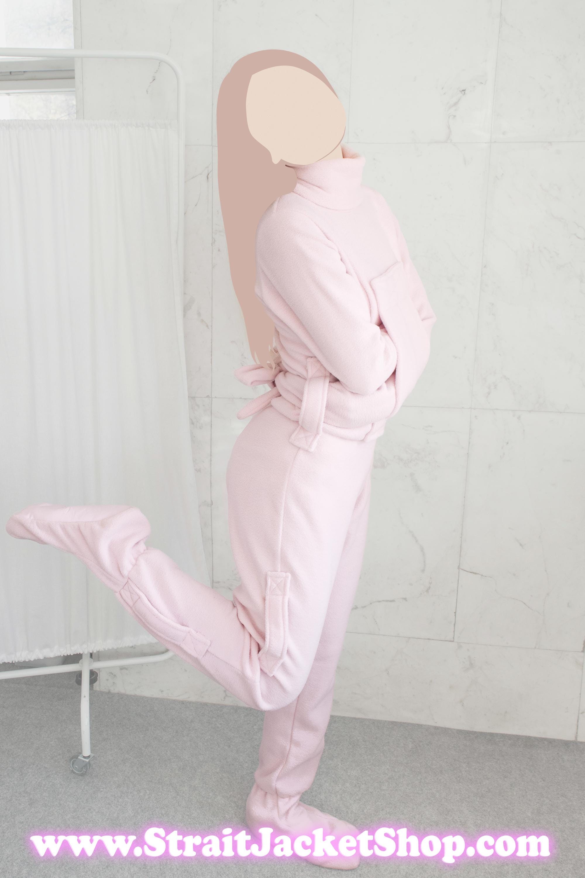 Pink Straitjacket Soft Polar One Piece Pajama Costume - ABDL / Adult ...