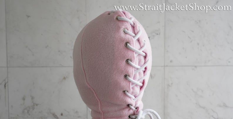 Pinke Auszeit Maske - Augenbinde Baby Pink / ABDL / Fixierende Gesichtshaube / Geschnürt Bild 2
